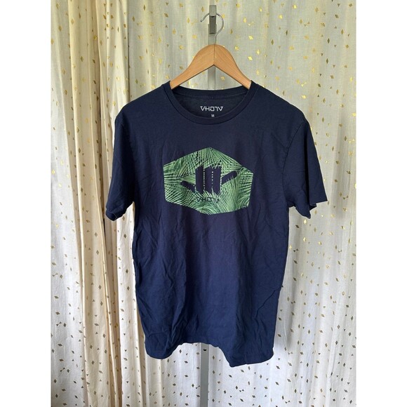 VH07V Aloha Revolution Men's Fine Crew 100% Cotton Shaka Palm Graphic T-shirt M - Picture 2 of 5